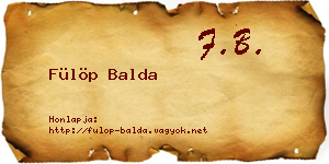 Fülöp Balda névjegykártya